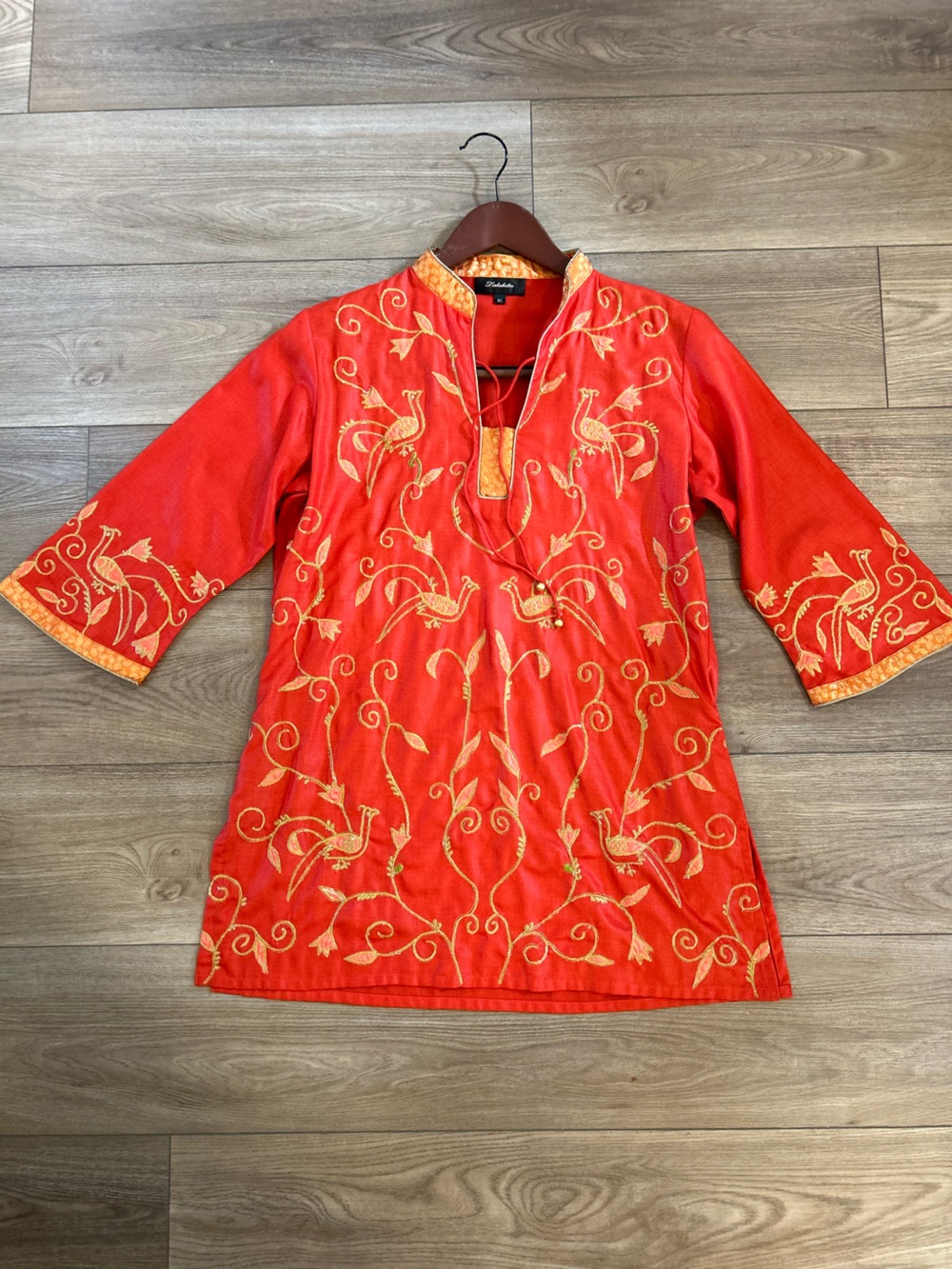 Lakshita XL Red Embroidered Kurti Tunic Boho Festival Ethnic Top